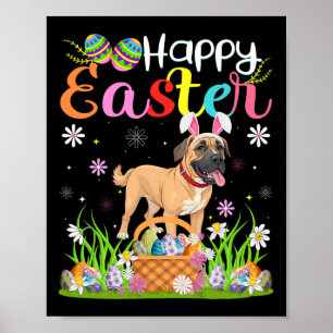 Poster Felz pascoa de Ovo Mastiff Inglês Cachorro Coelho