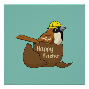 Póster Felz pascoa de Ovos de Chocolate de Grama