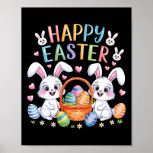 Poster Felz pascoa Engraçado Bunny Toddler Crianças Pásco