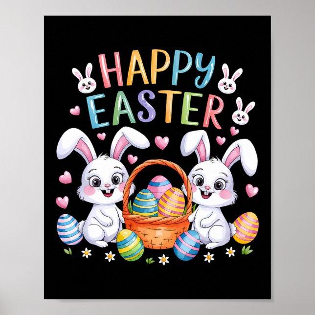 Poster Felz pascoa Engraçado Bunny Toddler Crianças Pásco (Frente)