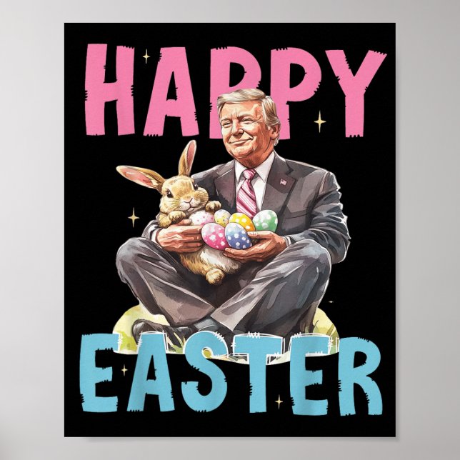 Poster Felz pascoa Engraçado de Ovos de Coelhinhos da Pás (Frente)
