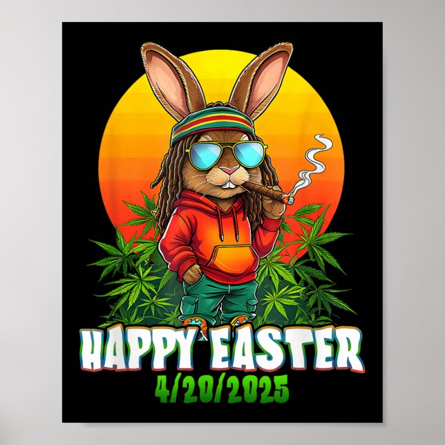Poster Felz pascoa Engraçado Fumando Páscoa Coelho Engraç (Frente)