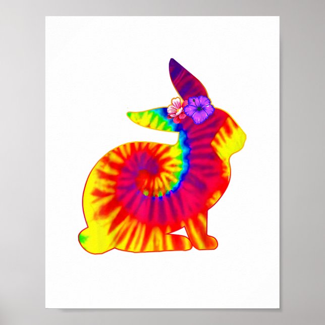 Poster Felz pascoa Hippie Bunny Rabbit Tie Dye (Frente)