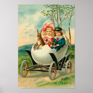 Póster Felz pascoa Para Você, Eggshell Car Vintage