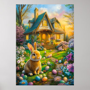 Poster felz pascoa Primavera de coelho