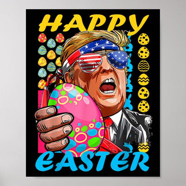 Poster Felz pascoa Trump Patriotic Bunny Flag (Frente)
