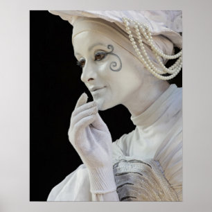 Poster Female mime performing on street corner
