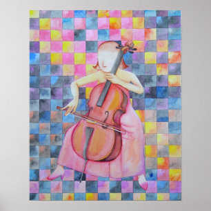 Poster Fêmea abstrata do violoncelo