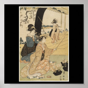 Poster Fêmeas japonesas praticando arquaria c. 1798