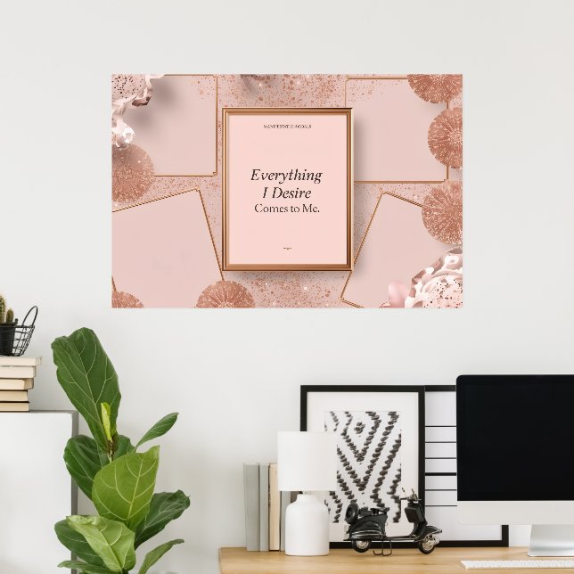 Poster Feminine soft-life inspired vision board (Escritório em casa)