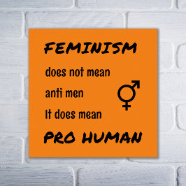 Poster Feminismo pró-slogan humano laranja