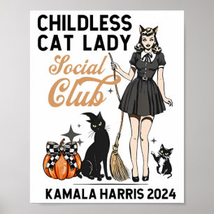 Poster Feminista da Mulher do Gato Infantil Votando Bruxa