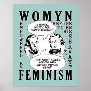 Poster feminista retro do humor