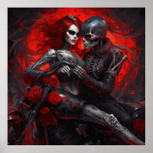 Poster Femme Intrépide à Moto