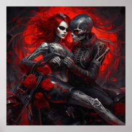 Poster Femme Intrépide à Moto
