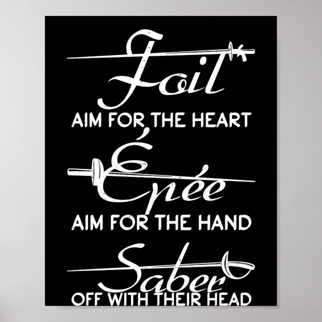 Poster Fencer de Definição de Espada de Espalha Foil Epee (Frente)
