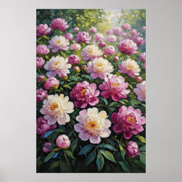 Poster Feng Shui Peony Oil Painting - Abundant Floral