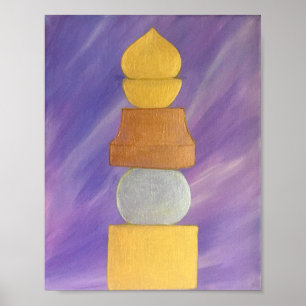 Poster Feng Shui Tri coloriu o pagode de 5 elementos