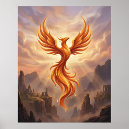 Poster Fênix de Fogo Penhascos Sagrados