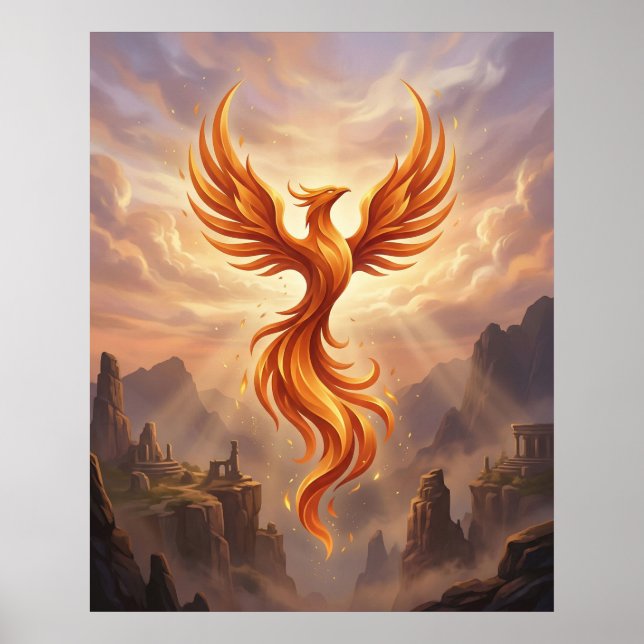 Poster Fênix de Fogo Penhascos Sagrados (Frente)