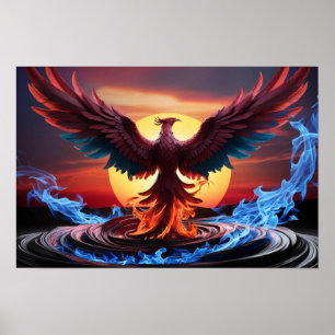 Poster Fênix Majestosa Ressurgindo das Profundezas Flamej