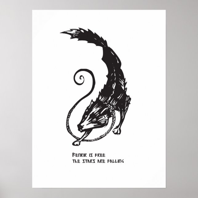 Poster Fenrir Fenris é um cão livre que viaja a mitologia (Frente)