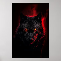 Fenrir - Lobo Negro com Olhos Vermelhos