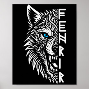 Poster Fenrir Lobo Viking de Odin Nórdico Viking Celta Fe