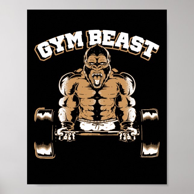 Poster Fera do Ginásio Gorila Levantamento de Peso Muscul (Frente)