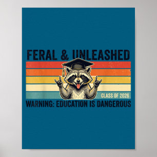 Poster Feral e solto turma de 2026 guaxinim engraçado