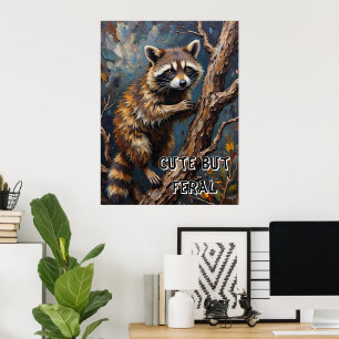 Poster Feral Gaze: Raccoon no Bare Woods
