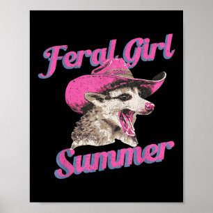 Poster Feral Girl Summer Retro Possum Engraçado Memória