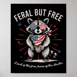 Poster Feral Mas Livre Raccoon 4 De Julho Eua Patri