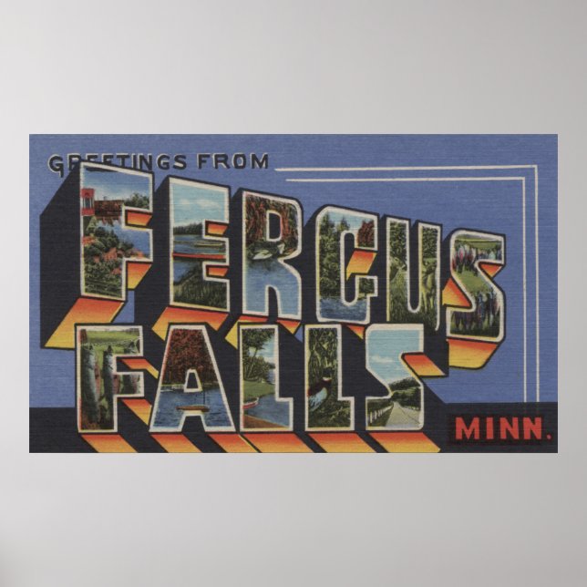 Poster Fergus Falls, Minnesota - Cenas com letras grandes (Frente)