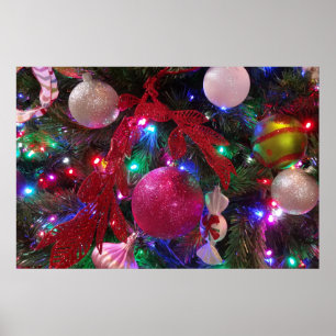 Póster Feriado Colorido da Árvore de Natal Multicolor