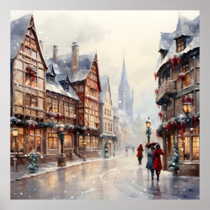 Poster Feriado da Vila dos natais vintages