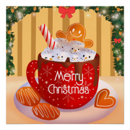 Póster Feriado de Chocolate Quente de Natal Personalizado