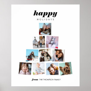 Poster Feriado de Colagem de Fotos da Árvore de Natal Fam