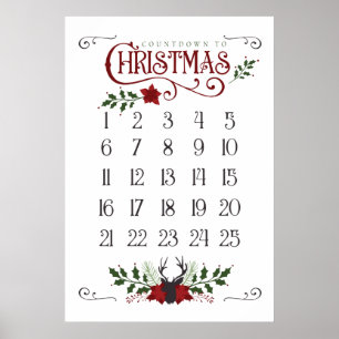 Poster Feriado de contagem regressiva de Natal bonito