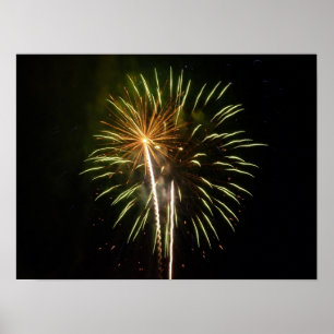 Poster Feriado de Fogos de artifício verde e Dourado