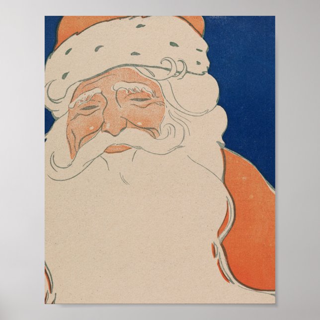 Poster Feriado de Ilustração Vintage Santa Claus (Frente)