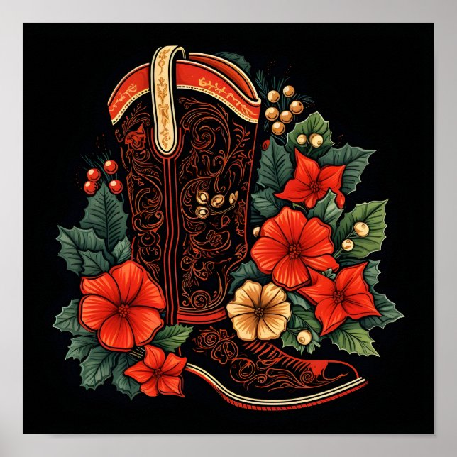 Poster feriado de inicialização do cowboy de natal (Frente)