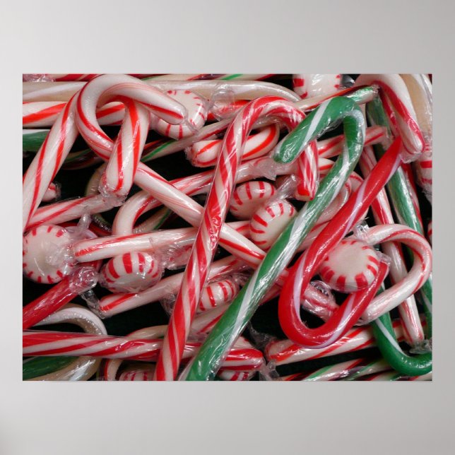 Poster Feriado de Natal Candy Canes and Peppermints (Frente)
