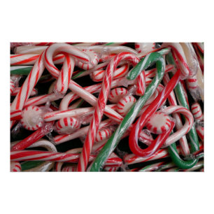 Póster Feriado de Natal Candy Canes and Peppermints