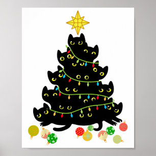 Poster Feriado de Natal de Gato Preto e Bonito Natal Xmas