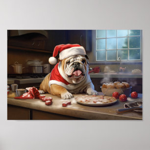 Poster Feriado de Natal do Bulldog Inglês