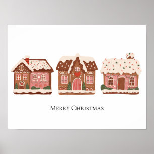 Poster Feriado de Natal para Casas de Pão de Gengala Pers