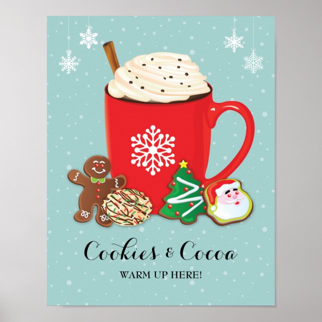 Poster Feriado de Natal para Cookies e cacau (Frente)