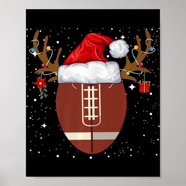 Poster Feriado de Natal para o Reindeer Santa Hat (Frente)