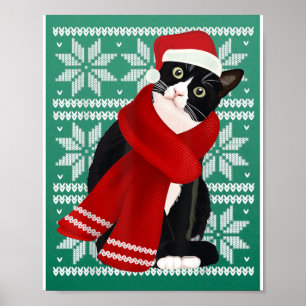 Poster Feriado de Natal preto de Santa Hat